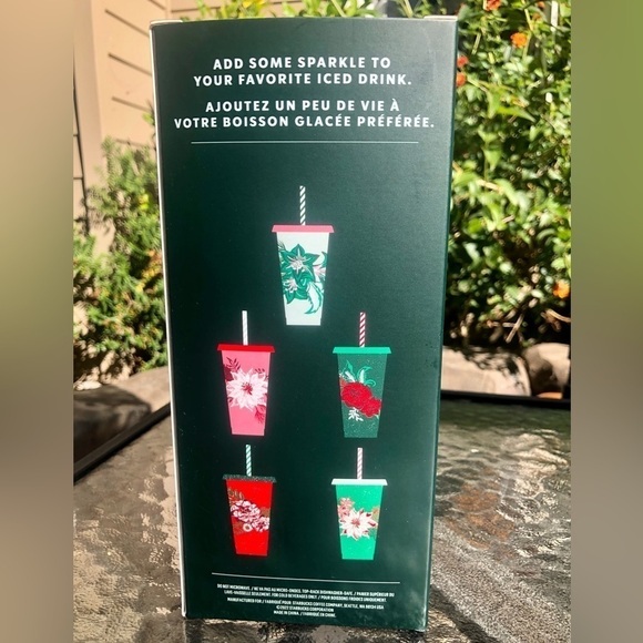 Starbucks Set of 5 Christmas Reusable Cold Cups. Holiday 16 oz cups New In Box - Picture 3 of 15